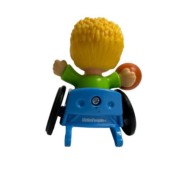 FISHER PRICE Little People Green #7 Wheelchair Basketball Player Blonde Kid - Picture 3 of 7